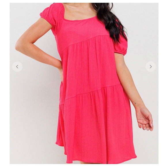 15 Boho One Shoulder Balloon Sleeve Tiered Dress - Picture 2 of 4